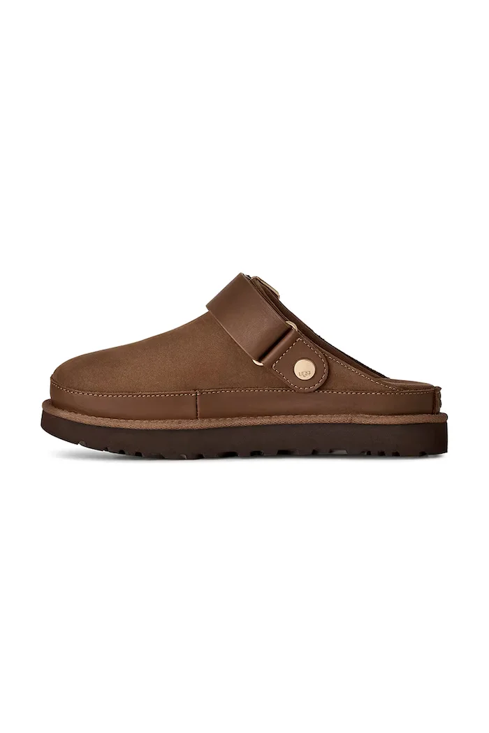 UGG чехли сабо дамски от набук W Goldenstar Villa Clog кафяви 1169590.DKC