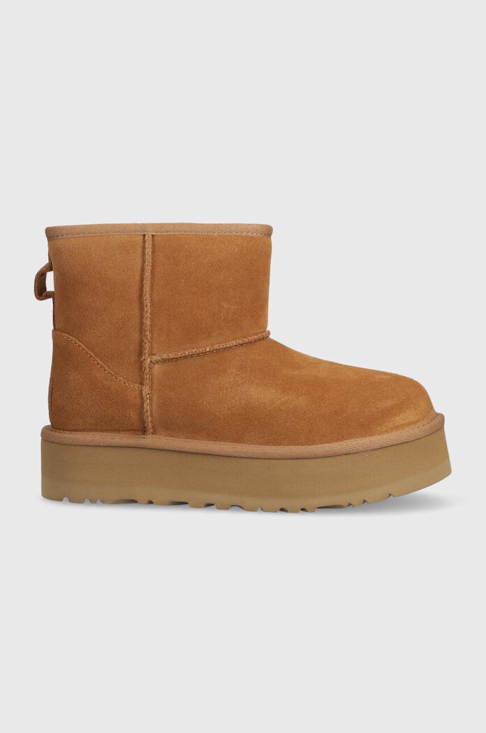 UGG Детски велурени апрески KIDS CLASSIC MINI PLATFORM в бежово