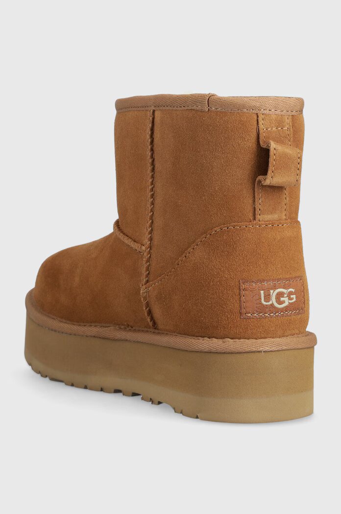 UGG Детски велурени апрески KIDS CLASSIC MINI PLATFORM в бежово