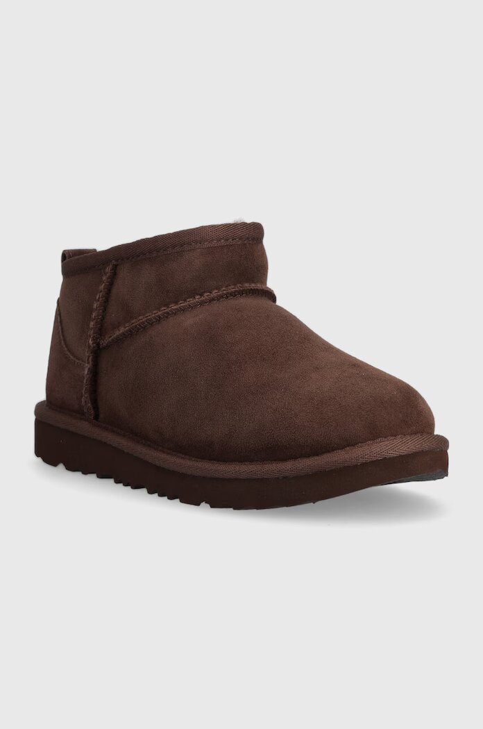 UGG Детски велурени апрески KIDS CLASSIC ULTRA MINI в кафяво