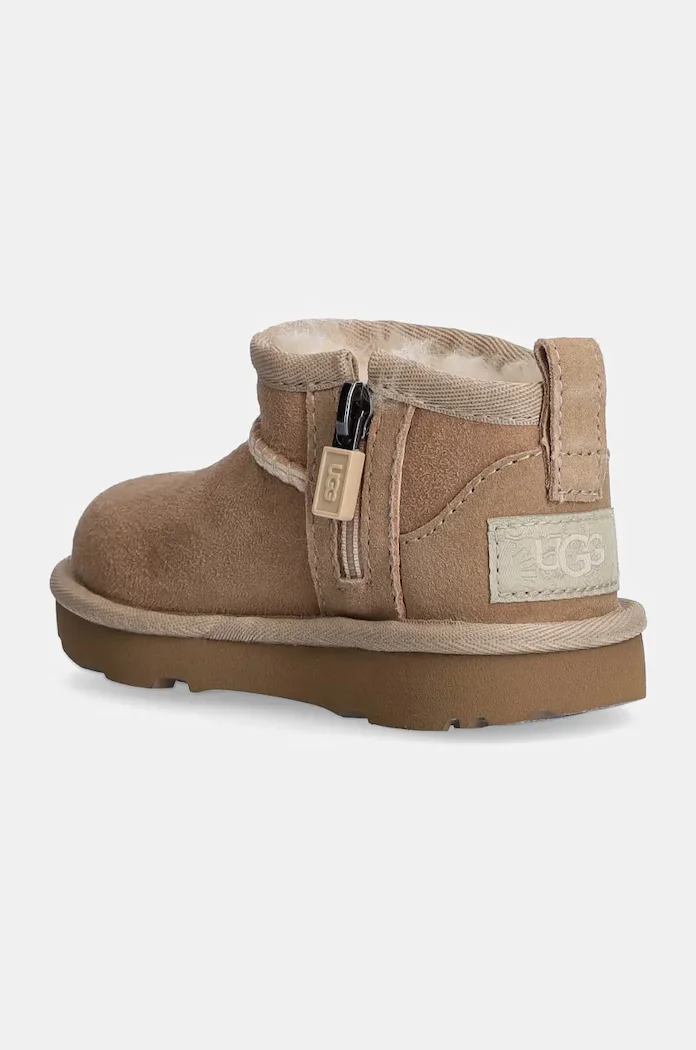 UGG Детски велурени апрески T CLASSIC ULTRA MINI в бежово