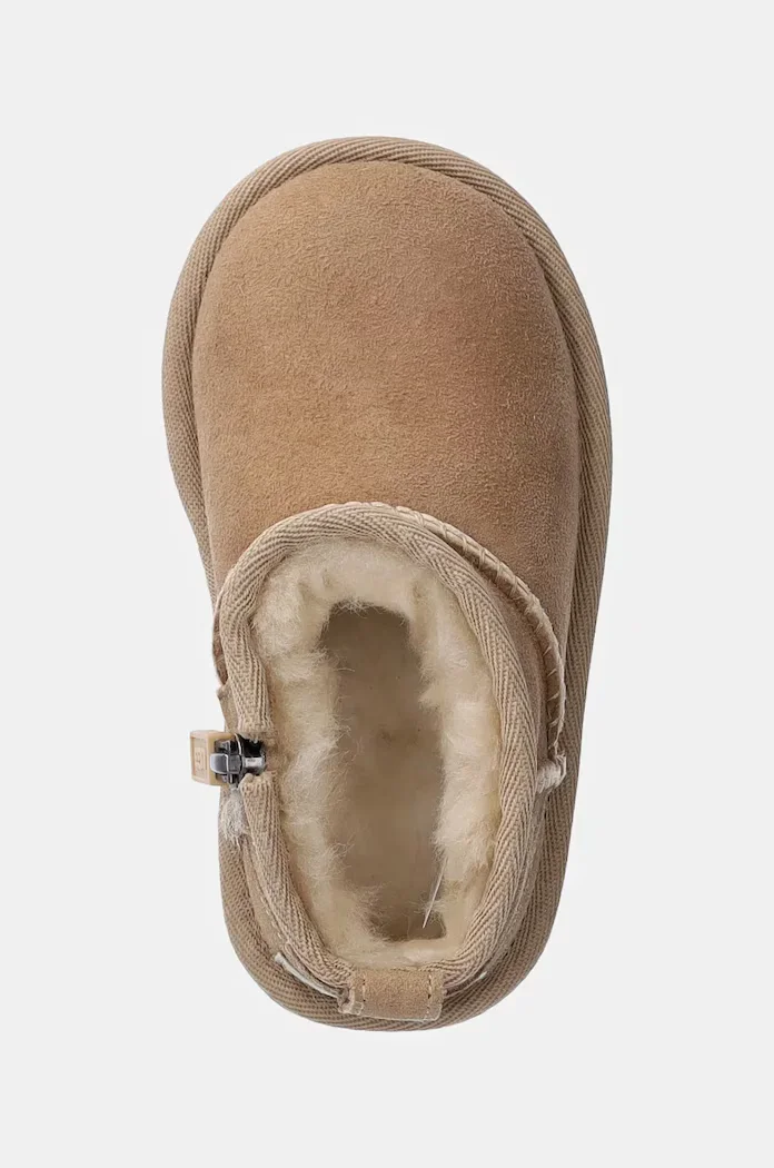 UGG Детски велурени апрески T CLASSIC ULTRA MINI в бежово
