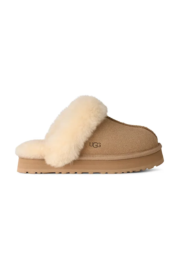 UGG Детски велурени чехли DISQUETTE в бежово 1171199K