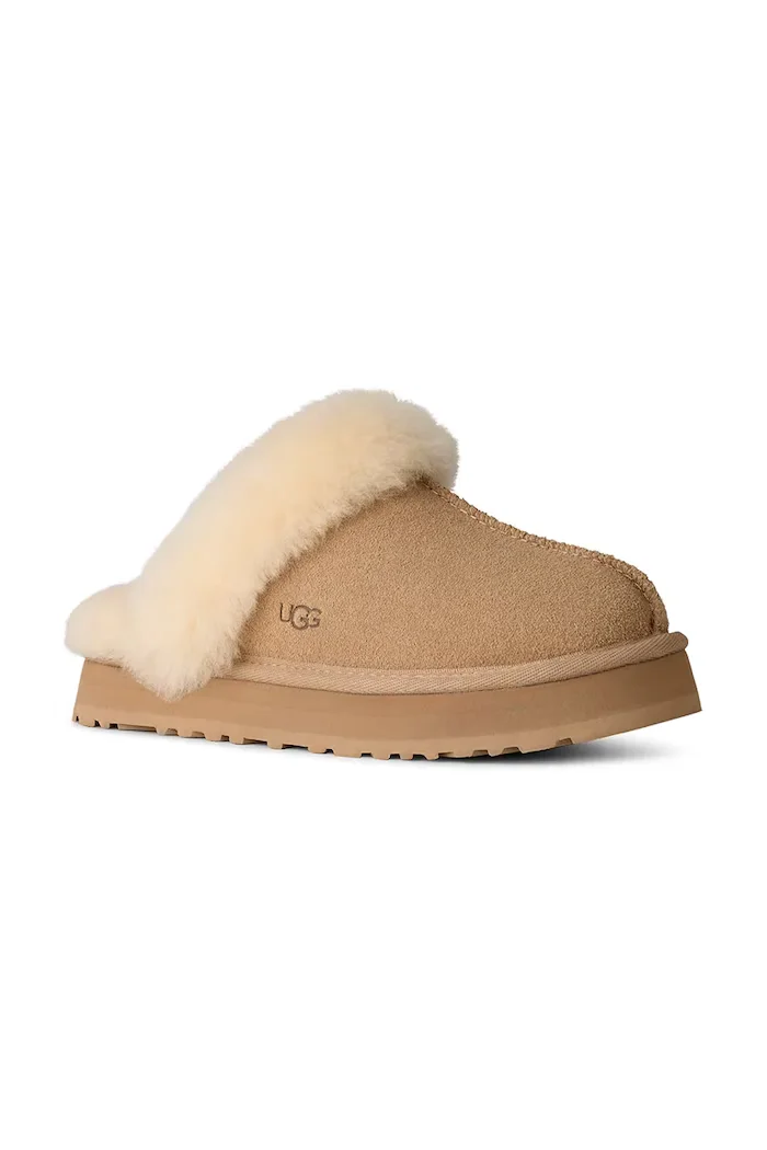 UGG Детски велурени чехли DISQUETTE в бежово 1171199K