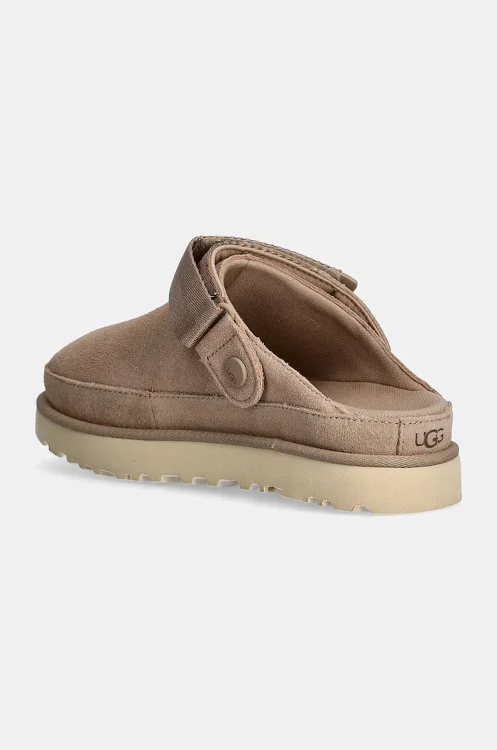 UGG Детски велурени чехли Goldenstar Clog в бежово с платформа 1138252-SAN