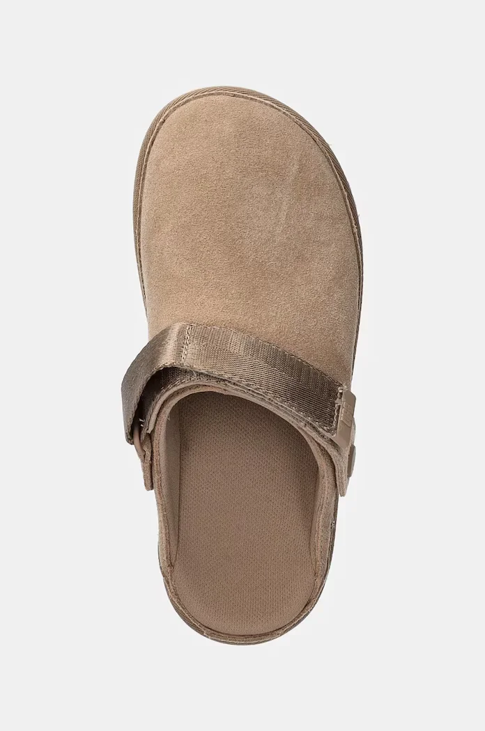 UGG Детски велурени чехли Goldenstar Clog в бежово с платформа 1138252-SAN