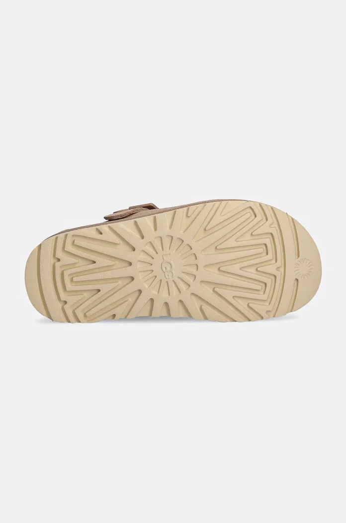 UGG Детски велурени чехли Goldenstar Clog в бежово с платформа 1138252-SAN