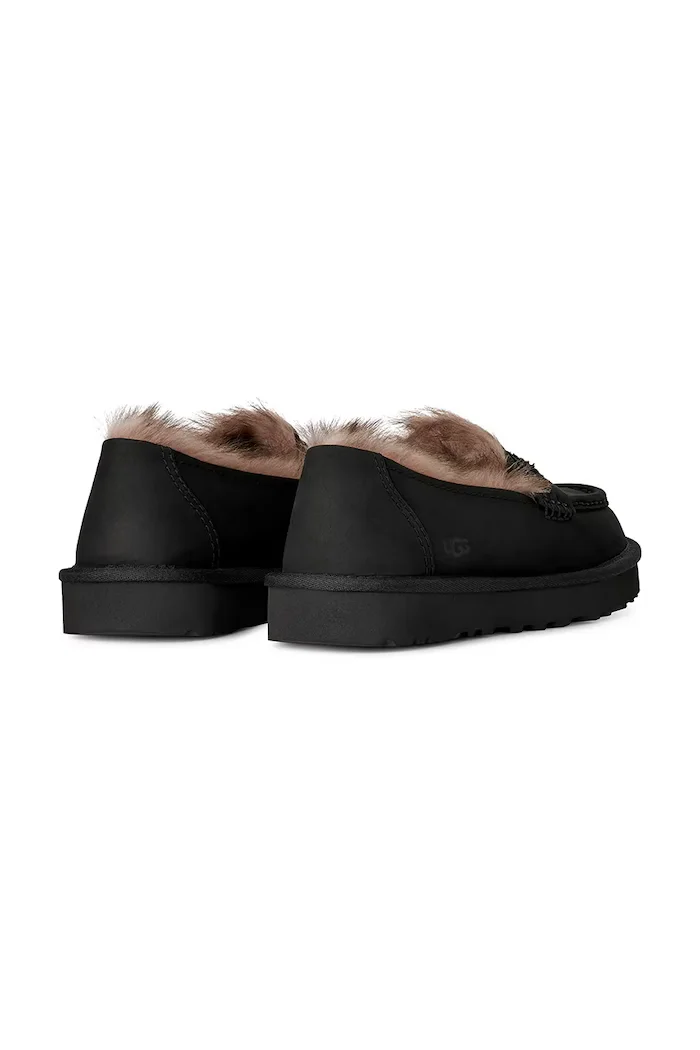 UGG лоуфъри дамски от набук W Ellis Nubuck Loafer черни 1183310.BLK
