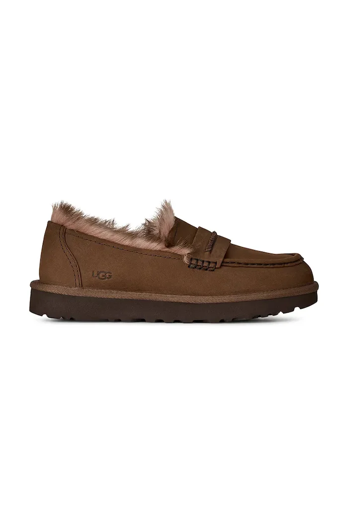 UGG лоуфъри дамски от набук W Ellis Nubuck Loafer кафяви 1183310.DKC
