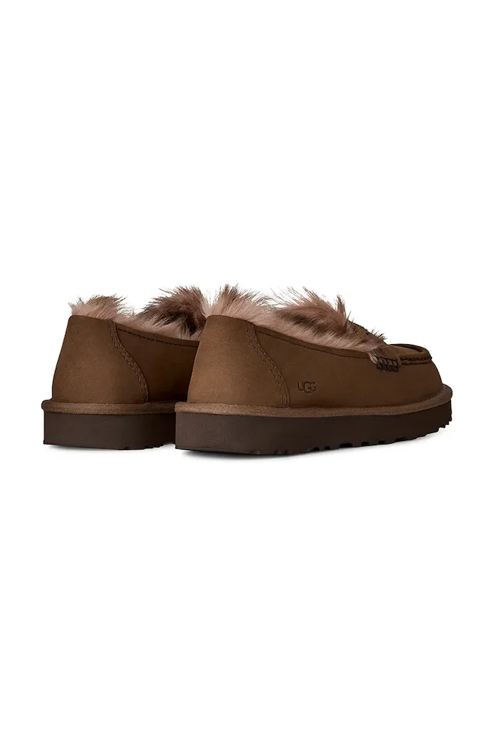 UGG лоуфъри дамски от набук W Ellis Nubuck Loafer кафяви 1183310.DKC