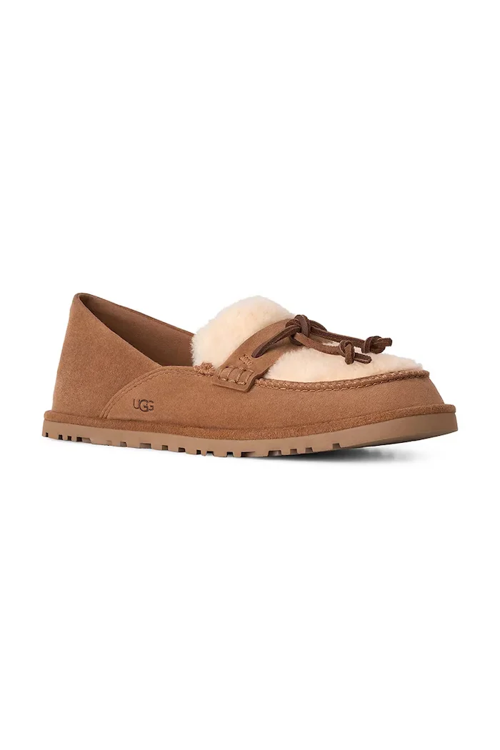 UGG мокасини дамски от велур W Zora Loafer кафяви 1182151.CHE