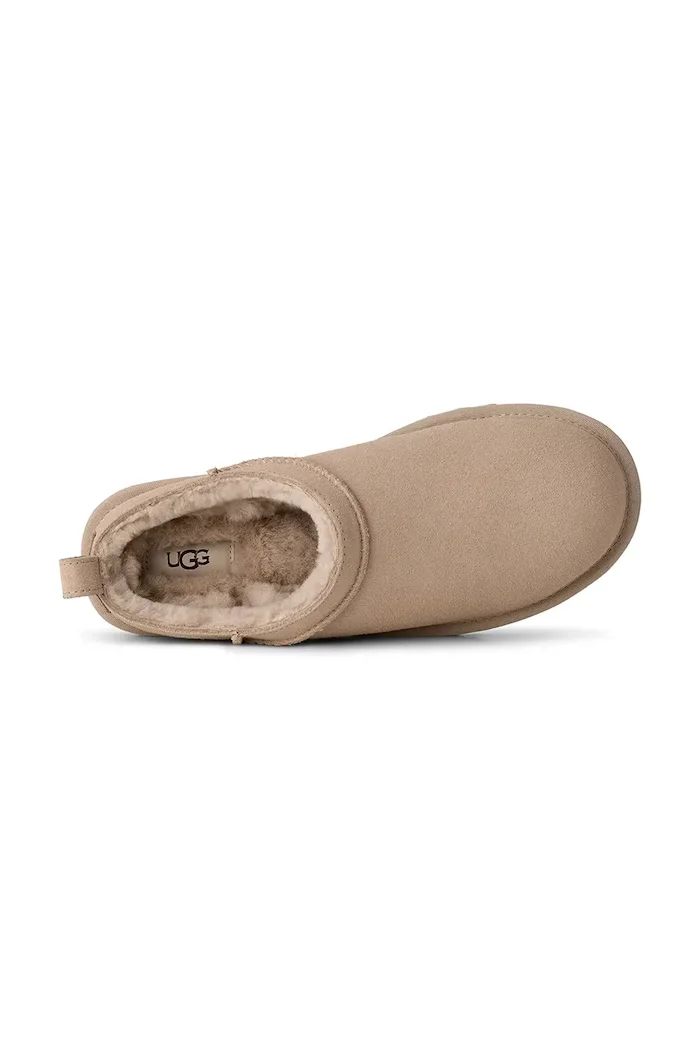 UGG пантофи дамски от велур W Classic Micro бежови 1173891.MNL
