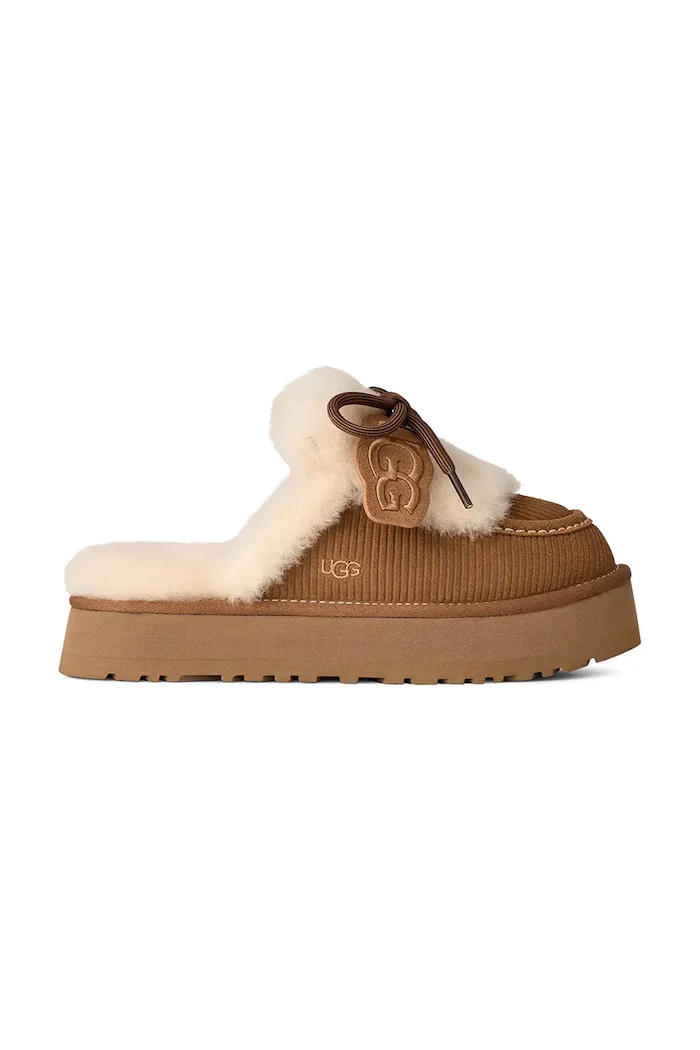 UGG пантофи дамски от велур W Disquette Heritage кафяви 1180360.CHE