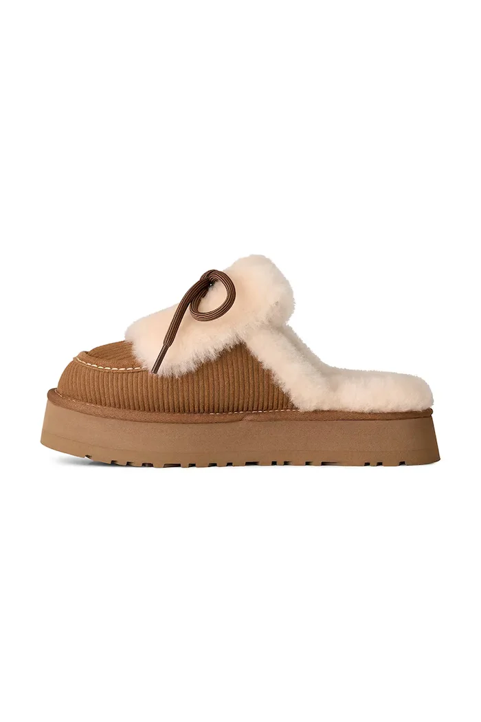 UGG пантофи дамски от велур W Disquette Heritage кафяви 1180360.CHE