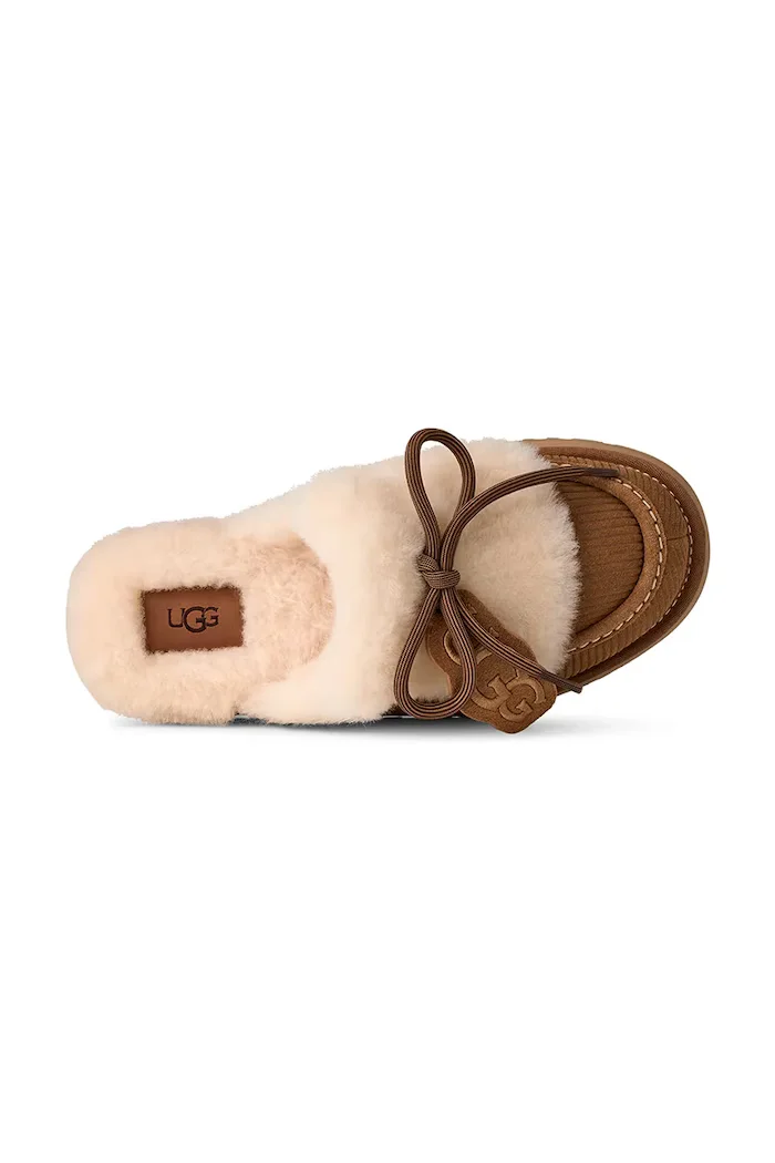 UGG пантофи дамски от велур W Disquette Heritage кафяви 1180360.CHE