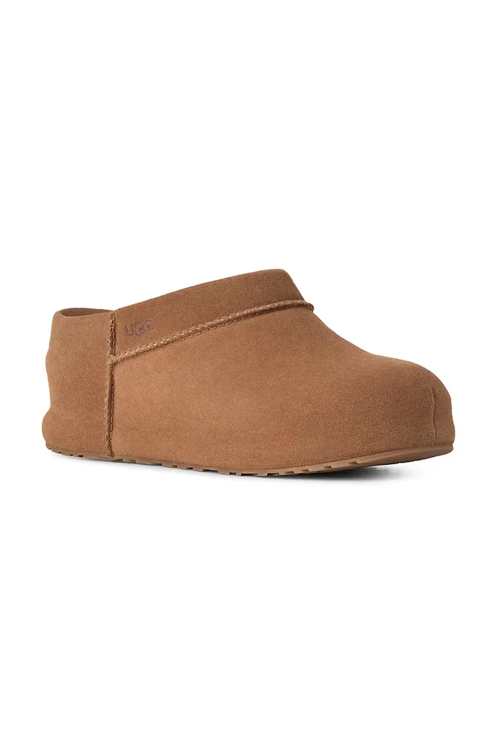 UGG пантофи дамски от велур W Enwrap Clog кафяви 1180254.CHE