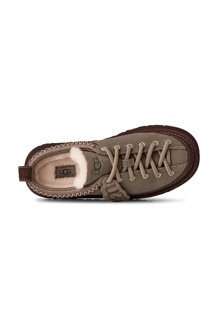 UGG пантофи дамски от велур W Heritage Lace-Up Slipper бежови 1180361.DDRG