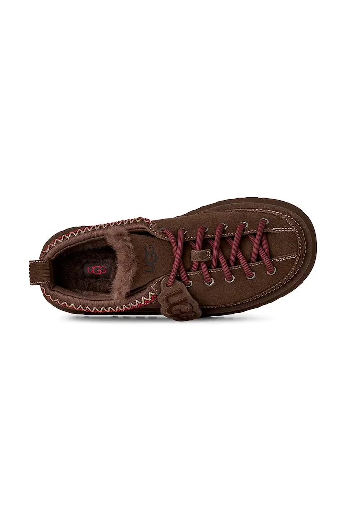 UGG пантофи дамски от велур W Heritage Lace-Up Slipper кафяви 1180361.BCDR