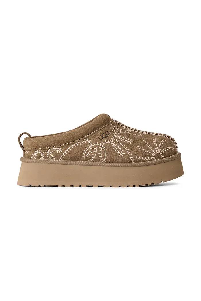 UGG пантофи дамски от велур W Tazz Botanic кафяви 1180373.LBNZ