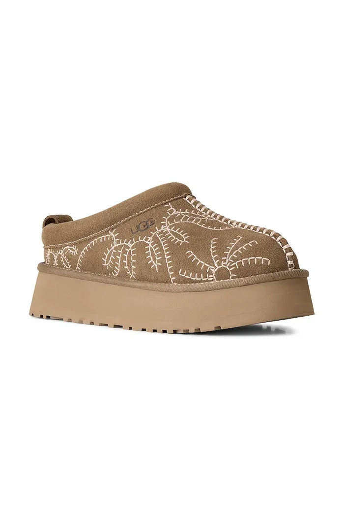 UGG пантофи дамски от велур W Tazz Botanic кафяви 1180373.LBNZ