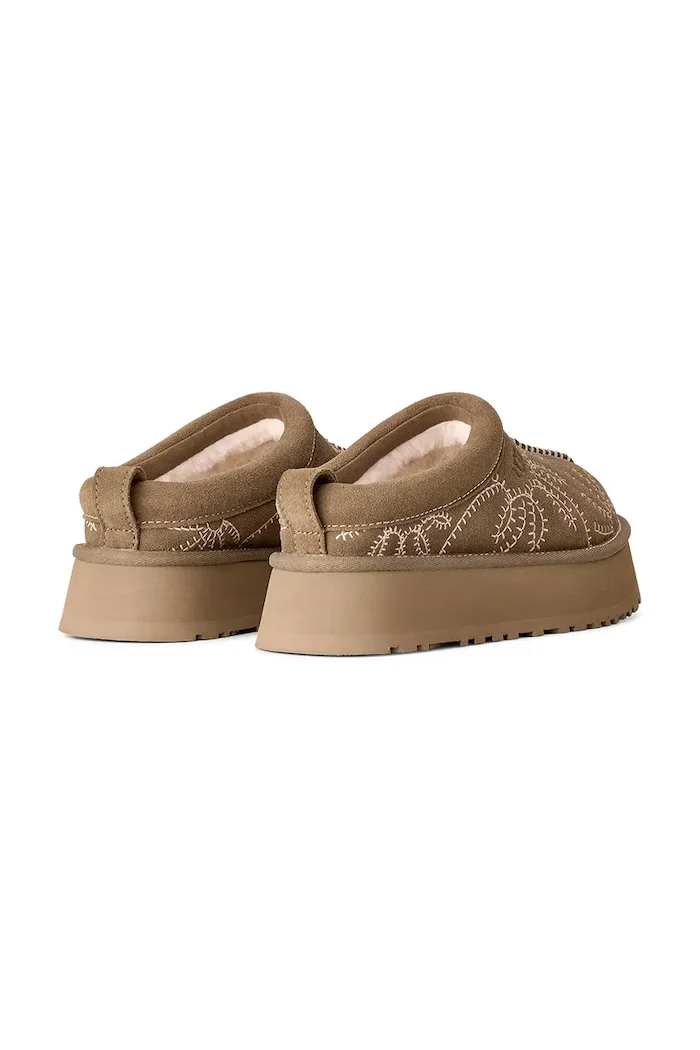 UGG пантофи дамски от велур W Tazz Botanic кафяви 1180373.LBNZ