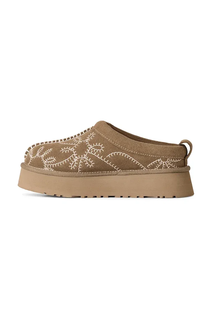 UGG пантофи дамски от велур W Tazz Botanic кафяви 1180373.LBNZ