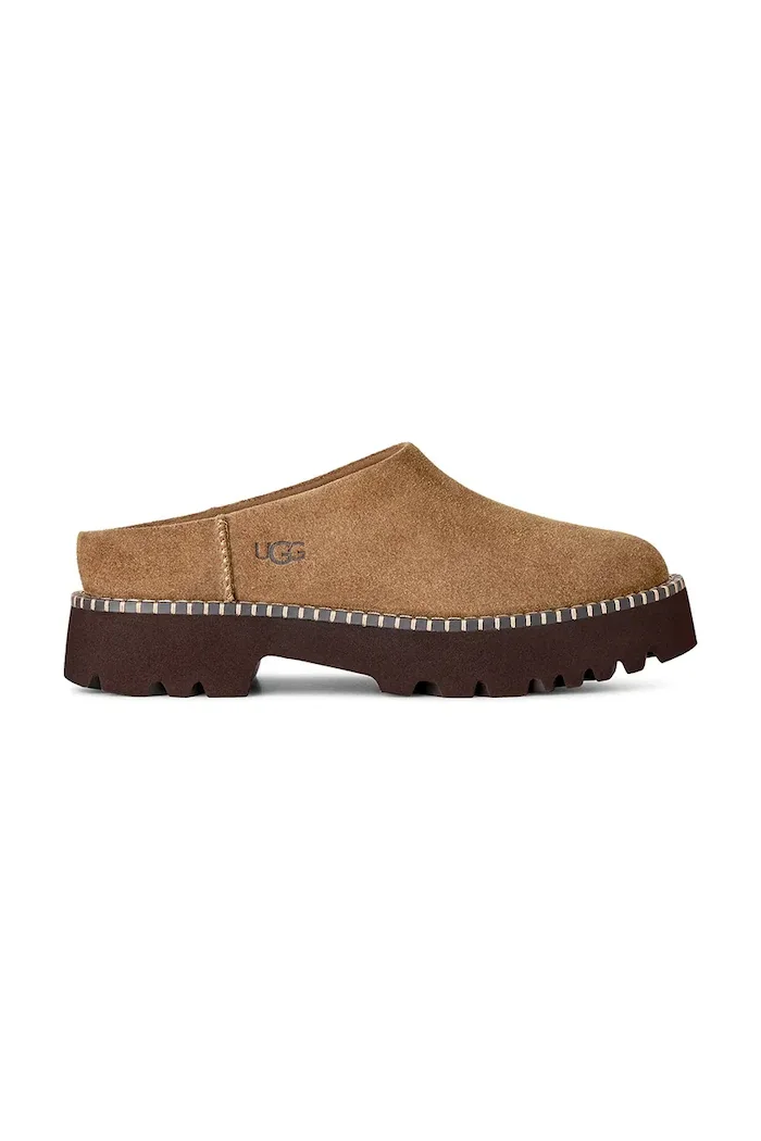 UGG пантофи дамски от велур W Uptowner Mule кафяви 1180413.LBNZ
