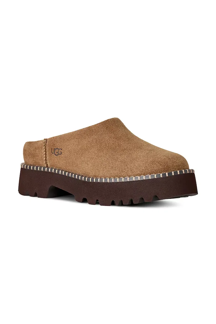 UGG пантофи дамски от велур W Uptowner Mule кафяви 1180413.LBNZ