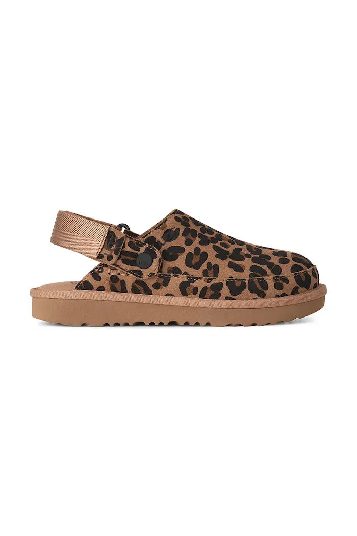 UGG пантофи за деца от велур GOLDENSTAR SPOTTED CLOG кафяви 1183568K