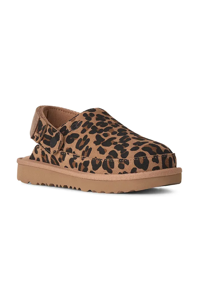 UGG пантофи за деца от велур GOLDENSTAR SPOTTED CLOG кафяви 1183568K