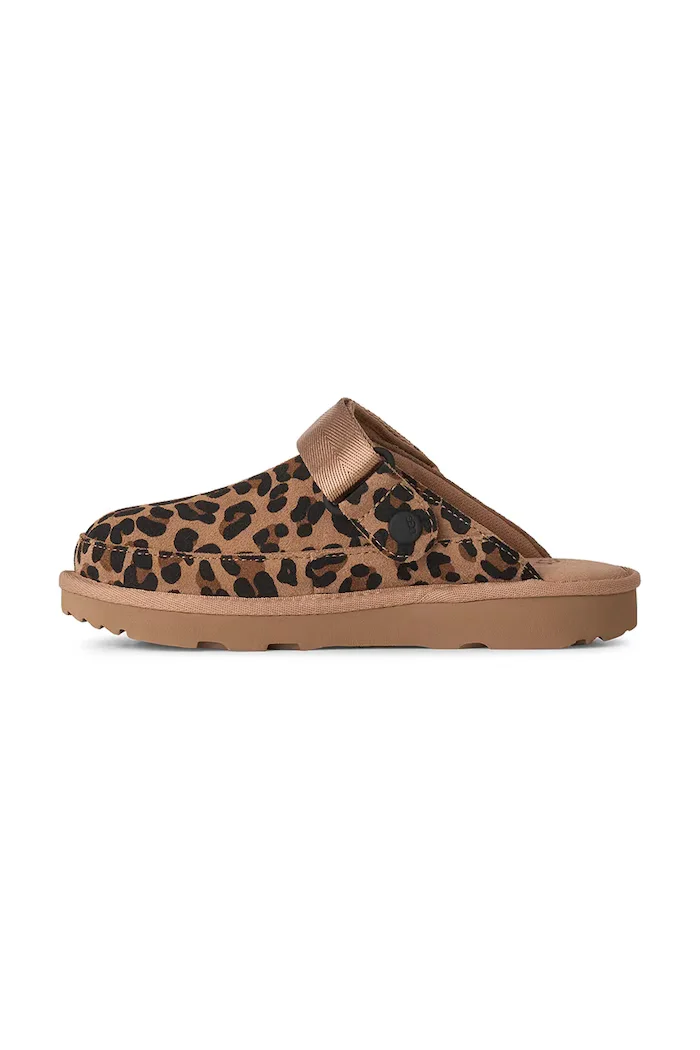UGG пантофи за деца от велур GOLDENSTAR SPOTTED CLOG кафяви 1183568K