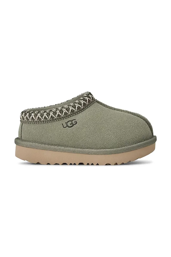 UGG пантофи за деца от велур TASMAN II зелени 1019066T