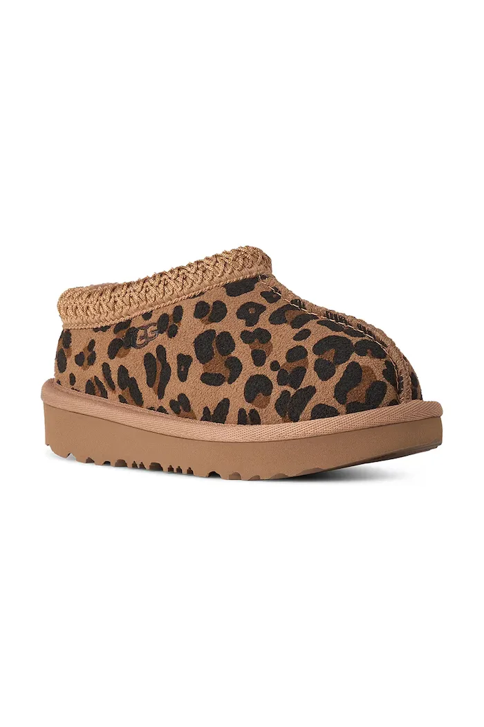 UGG пантофи за деца от велур TASMAN ISPOTTED кафяви 1184411T