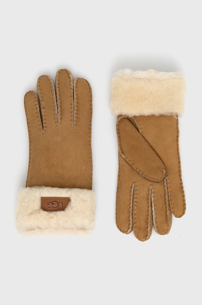 UGG ръкавици дамски от велур кафяви 17369