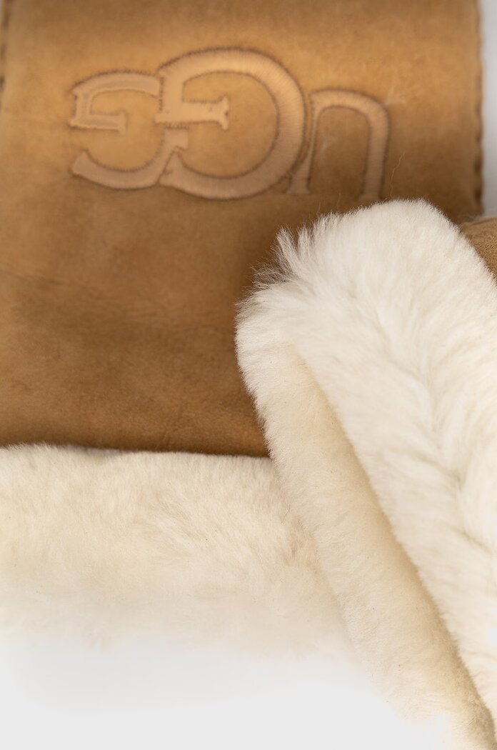 UGG ръкавици дамски от велур кафяви 20932