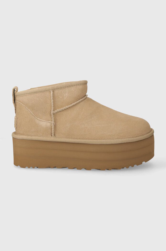 UGG Велурени апрески Classic Ultra Mini Platform в бежово 1135092