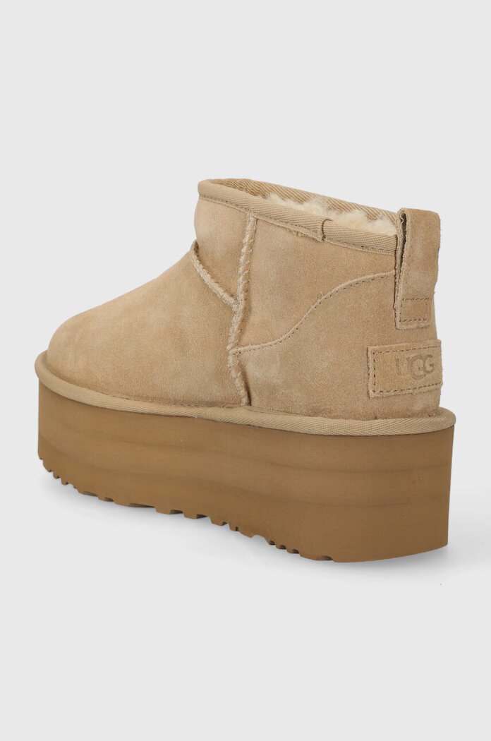 UGG Велурени апрески Classic Ultra Mini Platform в бежово 1135092
