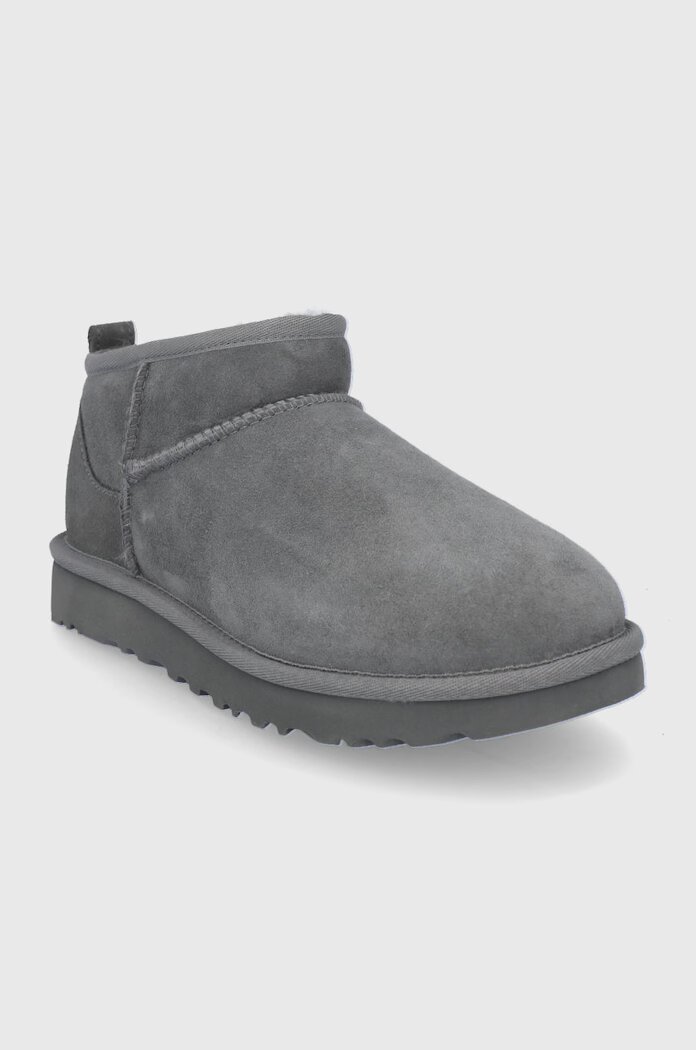 UGG Велурени апрески Classic Ultra Mini в сиво 1116109.GREY