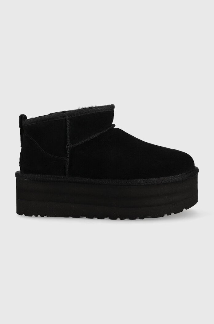 UGG Велурени апрески W Classic Ultra Mini Platform в черно 1135092.BLK