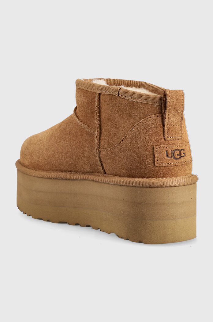 UGG Велурени апрески W Classic Ultra Mini Platform в кафяво