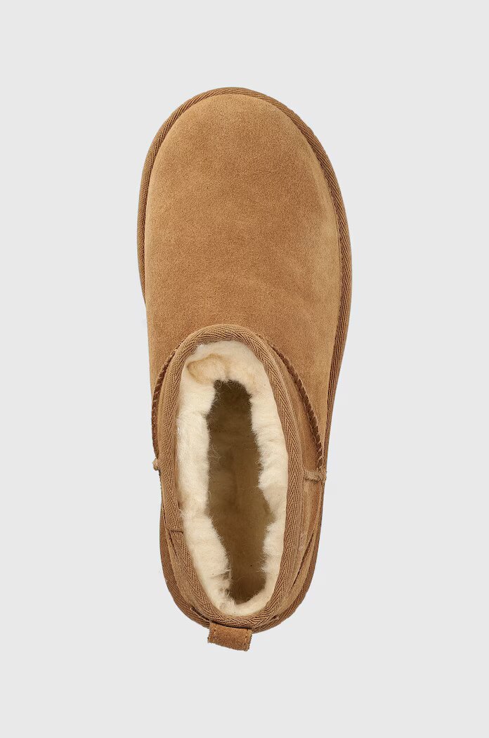 UGG Велурени апрески W Classic Ultra Mini Platform в кафяво
