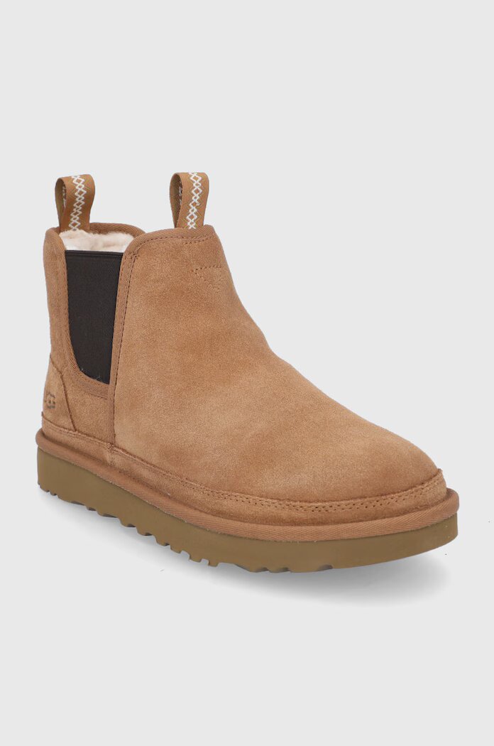 UGG Велурени боти челси Neumel Chelsea мъжки в кафяво 1121644-CHE