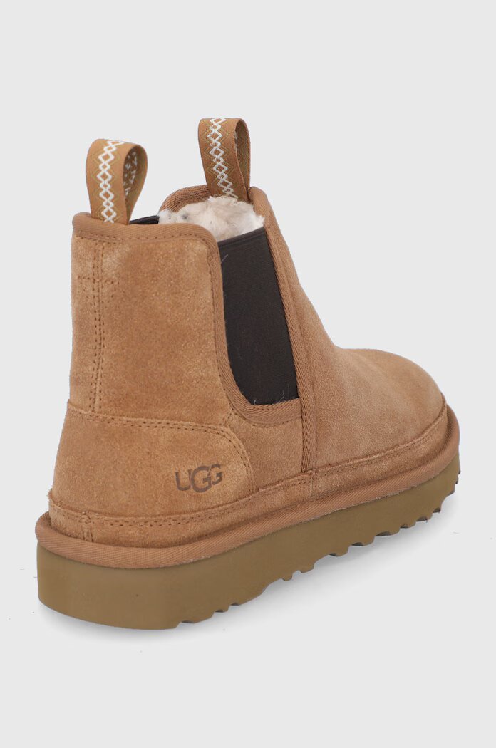 UGG Велурени боти челси Neumel Chelsea мъжки в кафяво 1121644-CHE