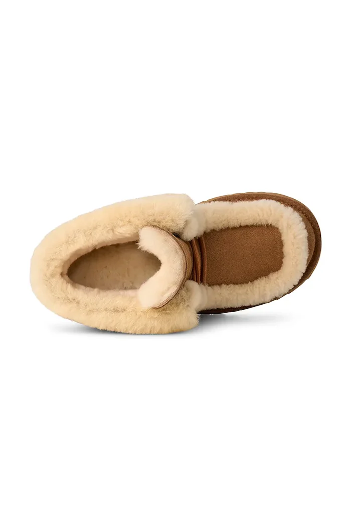 UGG Велурени боти Esmee Lace Up в кафяво с дебел ток с изолация 1171532.CHE