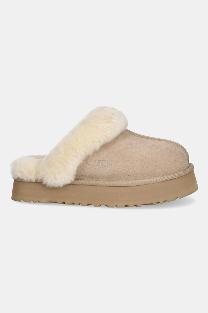 UGG Велурени чехли Disquette в бежово 1122550-SAN