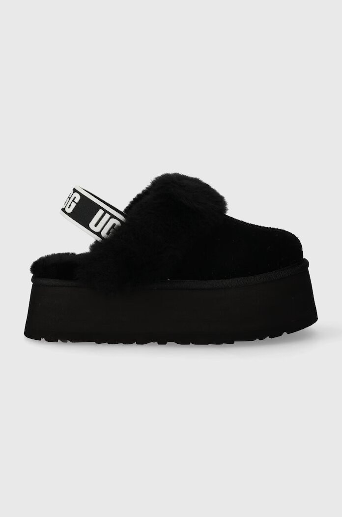 UGG Велурени чехли W FUNKETTE в черно 1113474 BLK