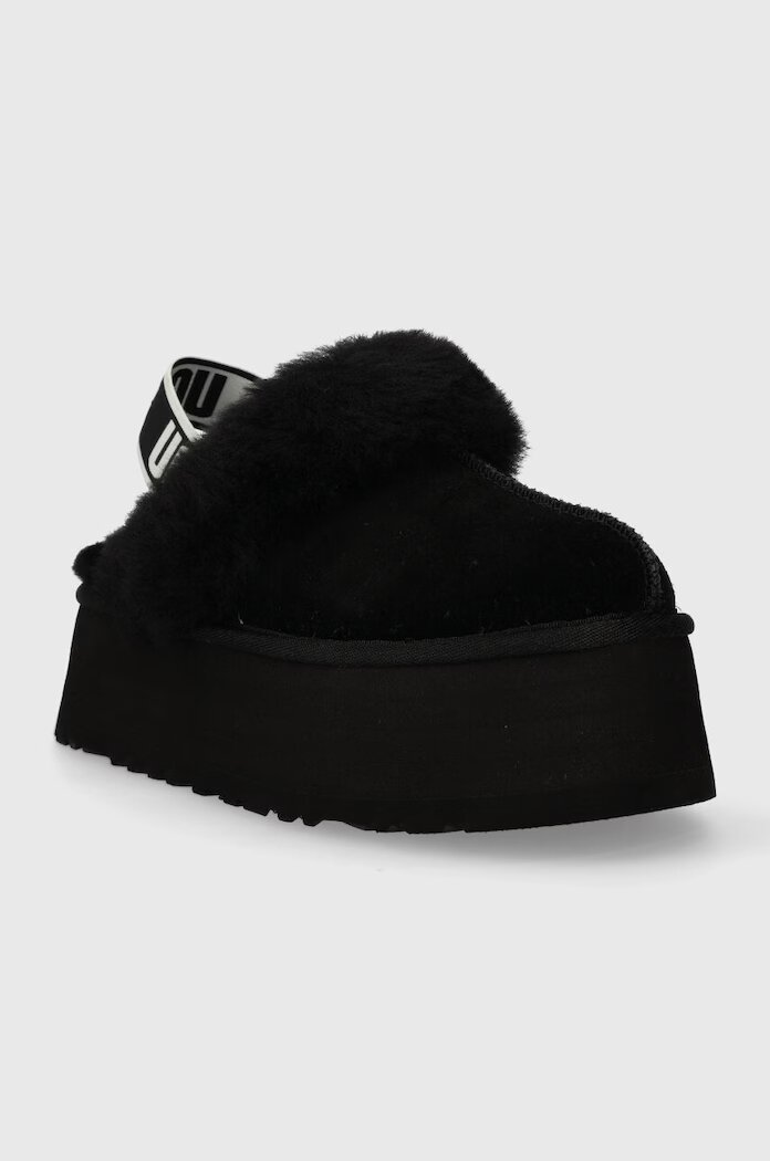 UGG Велурени чехли W FUNKETTE в черно 1113474 BLK