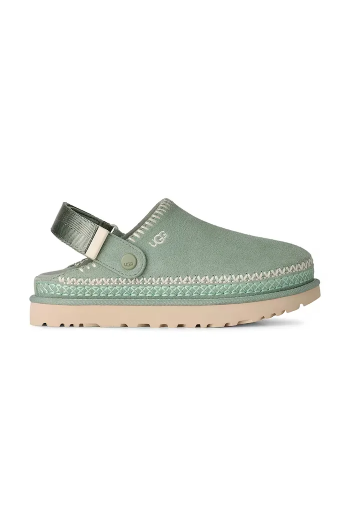 UGG Велурени чехли W Goldenstar Meadow Accent Clog в тюркоазено 1177270.ART