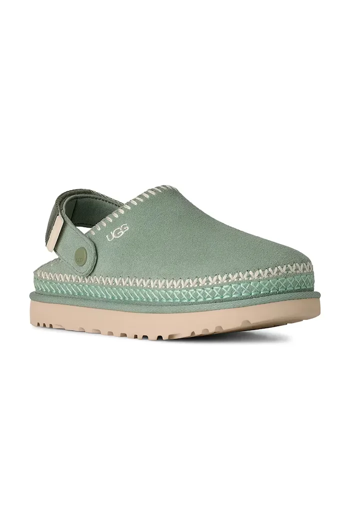 UGG Велурени чехли W Goldenstar Meadow Accent Clog в тюркоазено 1177270.ART