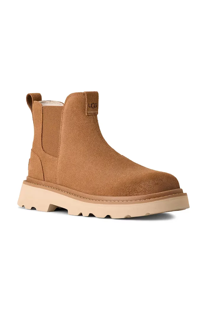 UGG Велурени обувки Chelsea Lug мъжки в кафяво 1171372.CHE